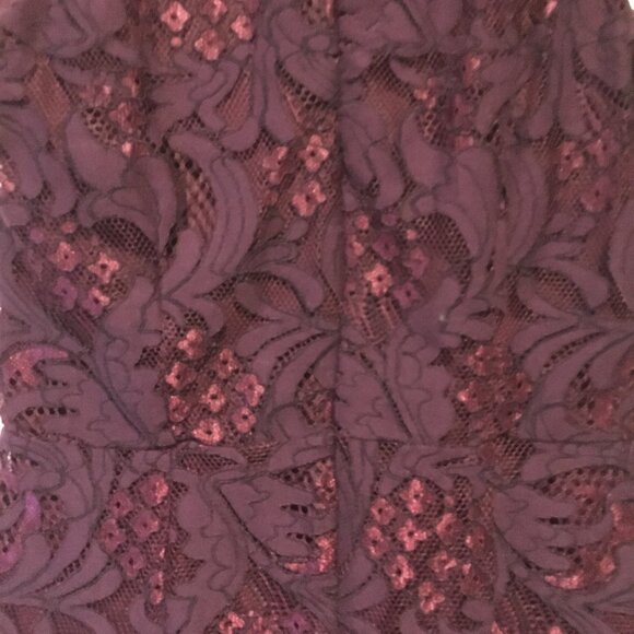 SEARS Fancy and Elegant Dark Burgundy Cotton Lace Mockneck Dress - Picture 9 of 16